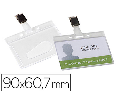 Identificador Q-Connect 90x67 mm..PVC de seguridad con pinza
